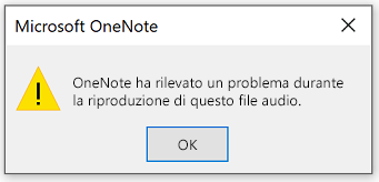 OneNote non riesce a riprodurre questo file audio.