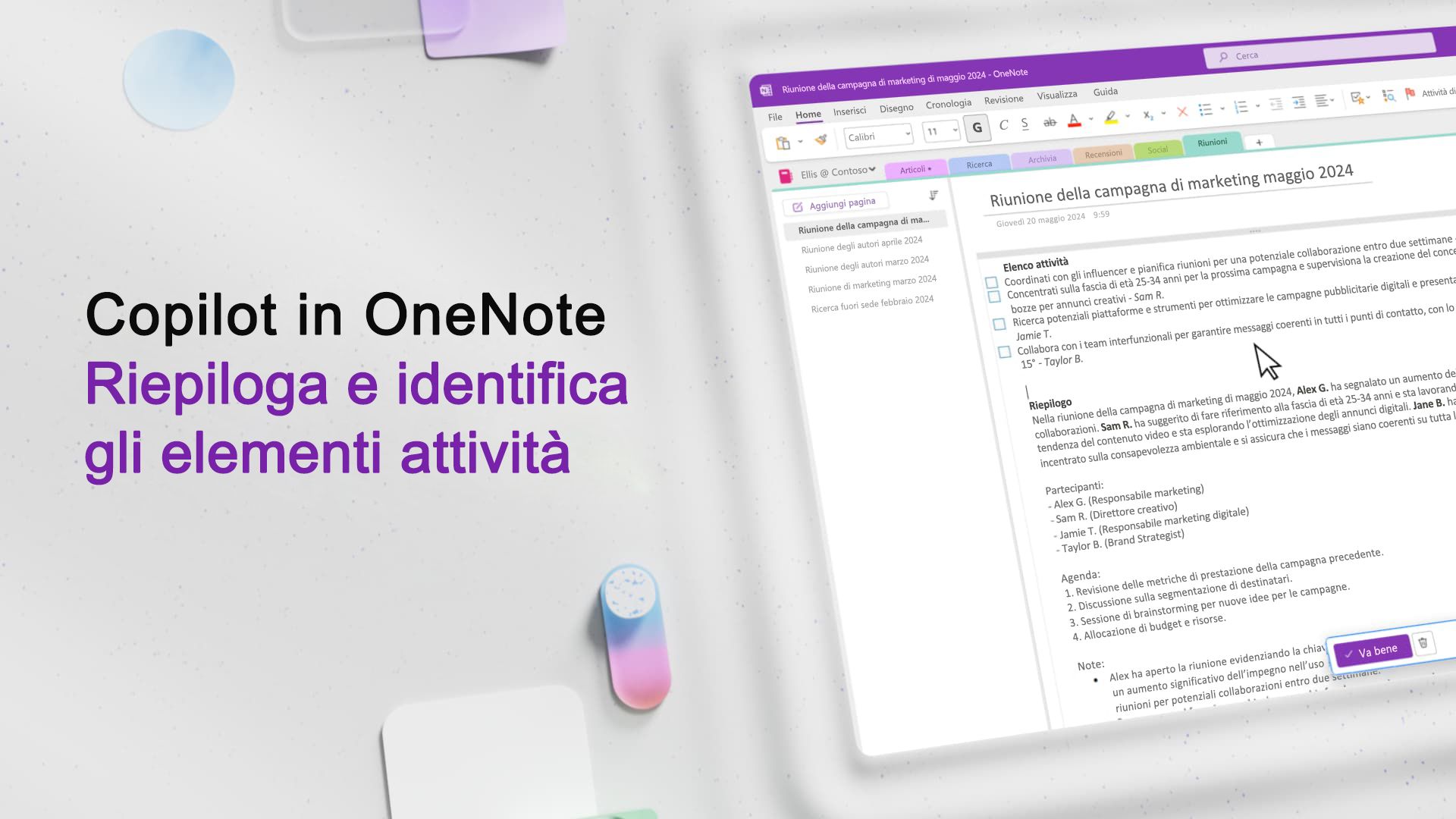 Video: Riepilogare e identificare le attività con Copilot in OneNote