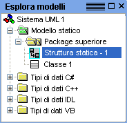 The Model Explorer displays the contents of your UML system in a hierarchical tree view