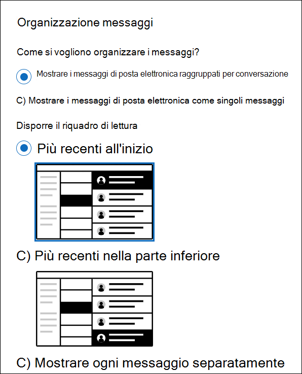 Nuova organizzazione messaggi di Outlook