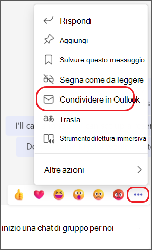 Condividere chat con Outook