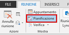 L'opzione Assistente Pianificazione è nella scheda Riunione.