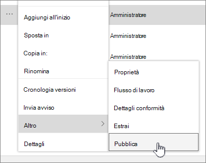 Fare clic su Publsh per pubblicare una versione secondaria