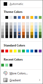 Finestra di dialogo colori in Office 365