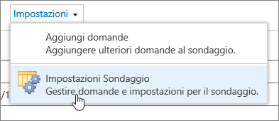 Menu Impostazioni sondaggio con Impostazioni sondaggio evidenziato