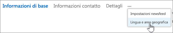 Fare clic sui puntini di sospensione, quindi scegliere Lingua e area geografica