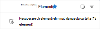 Selezionare Recupera elementi eliminati da questa cartella per visualizzare la cartella Elementi ripristinabili.