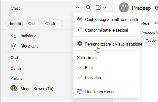 Screenshot del modo in cui personalizzare la visualizzazione in Fascicolatura semplice