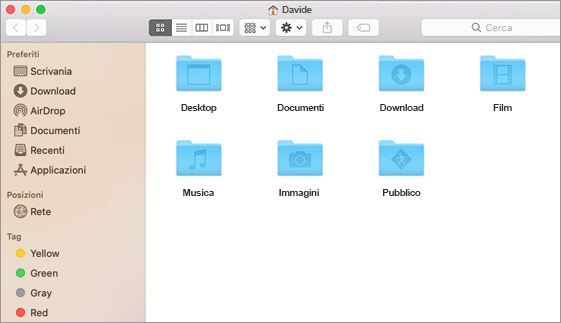 Finestra Home di esempio in un Mac