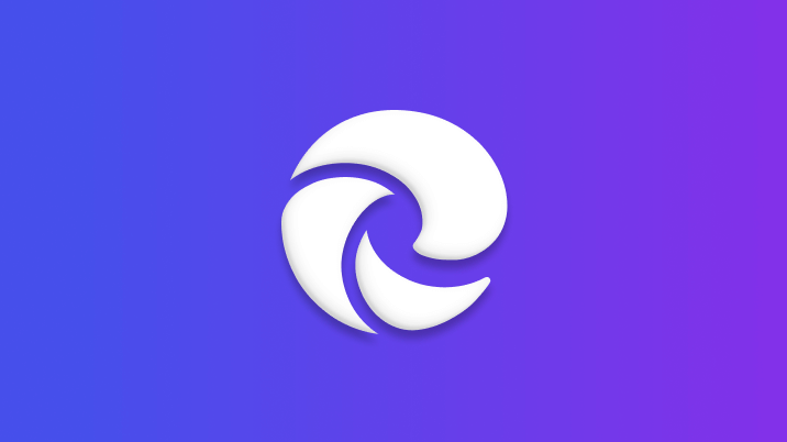 紫色の背景に Edge のロゴ