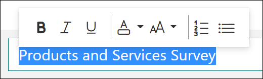 Microsoft Forms の書式設定オプション (太字、下線、斜体など)