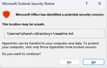 Outlook のセキュリティに関する通知