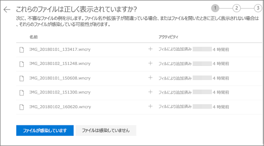Web サイトの [Do these files look right] 画面OneDriveスクリーンショット