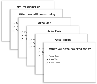 6 枚のスライドで構成された簡単なプレゼンテーション