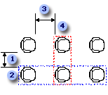 行間と列間の間隔が表示された配列