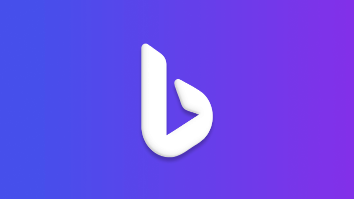 紫色の背景に Bing のロゴ