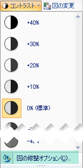 図の明るさ コントラスト または鮮明度を変更する