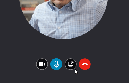 [共有画面] ボタンの上にカーソルが置かれている通話画面のスクリーンショット。