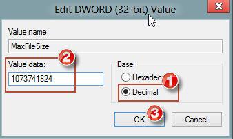 Edit DWORD Value window