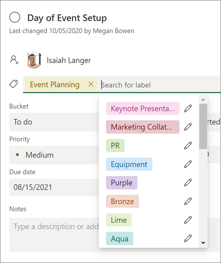 タスクにラベルでフラグを付ける Office 365