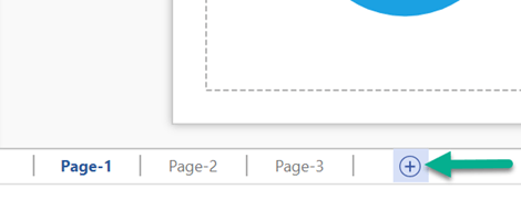 웹용 Visio의 상태 표시줄에 새 페이지 삽입 단추입니다.