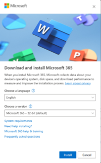 Microsoft 365 다운로드 및 설치