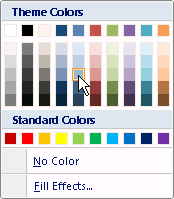 테마 색 및 표준 색 색상표