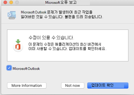 Microsoft 오류 보고 창