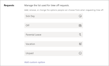 Microsoft Teams Shifts에서 시간 제한 요청 추가 또는 편집