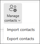 Kontaktų importavimo pasirinkimas valdymo meniu