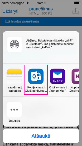 OME peržiūros programa, skirta "Outlook for iOS 3"