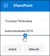 Įtraukite saitą arba žymą į "SharePoint" ryšių svetainės poraštę.