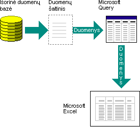 Užklausos duomenų šaltinių naudojimo diagrama