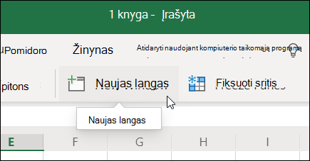 New Window command on the ribbon in internetinė "Excel"