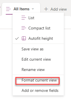 screenshot of selecting format current row