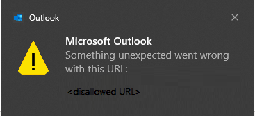 "Outlook" Įvyko netikėta klaida
