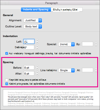 In the Paragraph dialog box, the Spacing section is highlighted