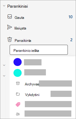 Naujo parankinio įtraukimo programoje "Outlook" ekrano nuotrauka