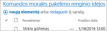 Sąrašo puslapio dalis su rodykle, nukreipta į pavadinimo saitą.