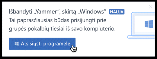 Produkto pranešimai, skirti „Windows“