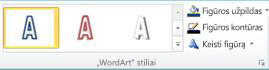 „WordArt“ stilių grupė programoje „Publisher 2010“