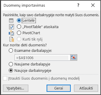 Import data dialog box from Excel 2016