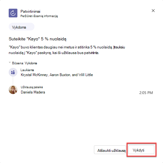 "Microsoft Teams" patvirtinimo informacija