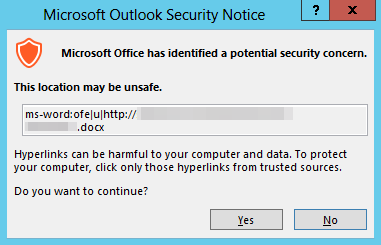 "Outlook" saugos pranešimas
