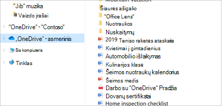 Failų naršyklė atidaryti pažymėjus OneDrive-Personal
