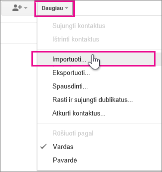 Google Gmail - Click More, import contacts