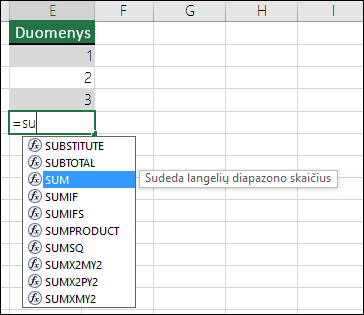 "Excel" formulės automatinis vykdymas