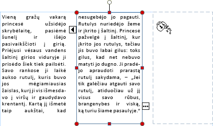 Ekrano nuotrauka, vaizduojanti teksto lauką su tekstu, kurio perteklius nustatytas keliauti į kitą teksto lauką.