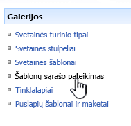 Sąrašo šablono saitas galerijos meniu