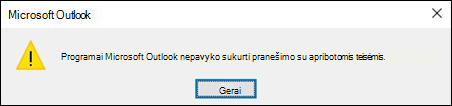 Šifruoto el. pašto klaida programoje "Outlook"